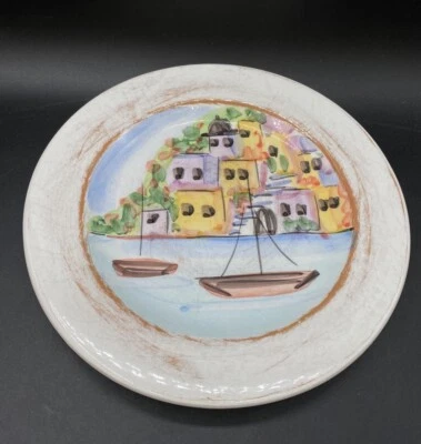 VIETRI La Fenice Italia Costa 8,25” Plato de ensalada Escena de la costa italiana Barcos LEER Foto 1 de 4