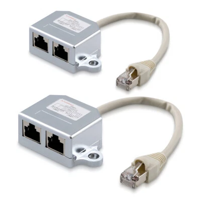 2x adattatore splitter sdoppiatore cavo rete LAN 1x RJ45 2x presa ethernet RJ45 - Immagine 1 di 4