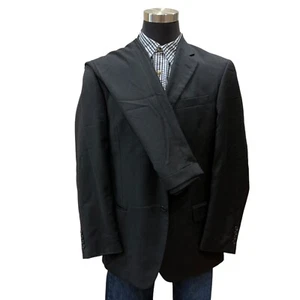 Dockers Suit Mens 42R 38x30 Black Wool 2 PVC Jacket Pants Classic Fit 2 Button - Picture 1 of 17