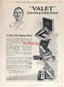 VALET Auto-Strop Safety Razor 'Soft, Glowing Shave' ADVERT : 1921 Shaving Print - Picture 1 of 1