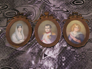 Seltenes Set der kaiserlichen Familie Napoleon I & Marie Louise & Sohn 19. Jh.
