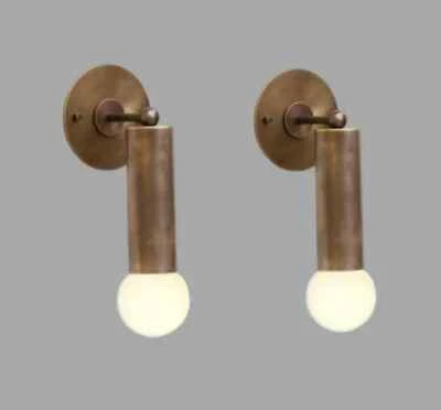 Pair of Wall Light - Aged Brass Mid Century Modern Italian Minimal Wall Light - Image 1 of 4