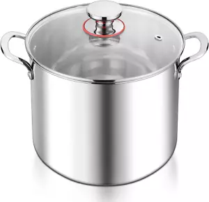 12-Quart Stock Pot, 18/10 Stainless Steel Stockpot with Lid for Cooking Simmerin - Picture 1 of 7