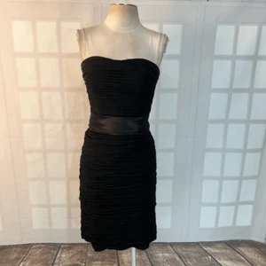 Bill Levkoff Black Strapless Ruched Strapless Cocktail Dress Size 8 - Picture 1 of 9