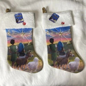Lot Of 2 Sony Pictures The Star Light Up Christmas Stocking Pair NEW - Picture 1 of 6