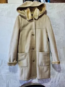 Nuage Beige Faux Fur Vintage Coat Women's S/P Detachable Hood NWOT - Picture 1 of 8