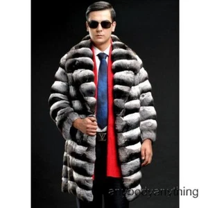 Mens Winter Collar Faux Fur Zebra Pattern Large Size Furry Overcoat Coats Hot - Picture 1 of 20