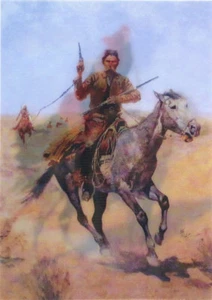 Tarjeta de felicitación de postal lenticular 3D Remington Cowboy Indian - Imagen 1 de 1