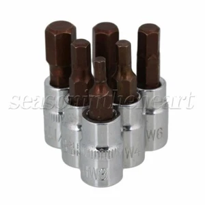6PCS 1/4inch S2 Steel Allen Key Drive Metric Hex Bit Socket Set 3-8mm - Picture 1 of 5