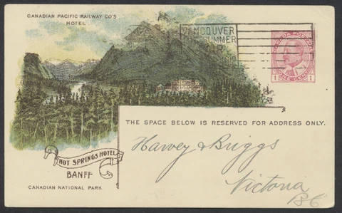 1912 Canada CPR 35B View Card EdwardVII Banff Hot Springs Freight Claim Agent Cover