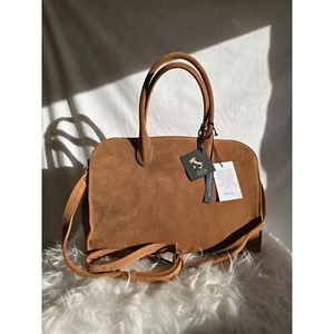 NWT-CLAUDIA FIRENZE VIRAL "CARAMEL" Made In Italy Suede MARGUAX Satchel - Picture 1 of 11