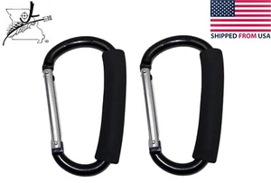 2x Jumbo Aluminum Hooks Carabiner Clips Large D Ring Snap Close Cushion Grip 5" - Picture 1 of 10