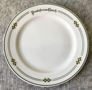 Vintage Presbyterian Church Syracuse U.S.A. China Bread Dessert Plate Green Ring - Picture 1 of 5