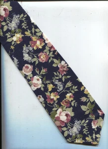 NEW CLASSIC STRUCTURE 100% COTTON FLORAL NECK TIE NECKTIE HOLIDAY GIFT - Picture 1 of 1