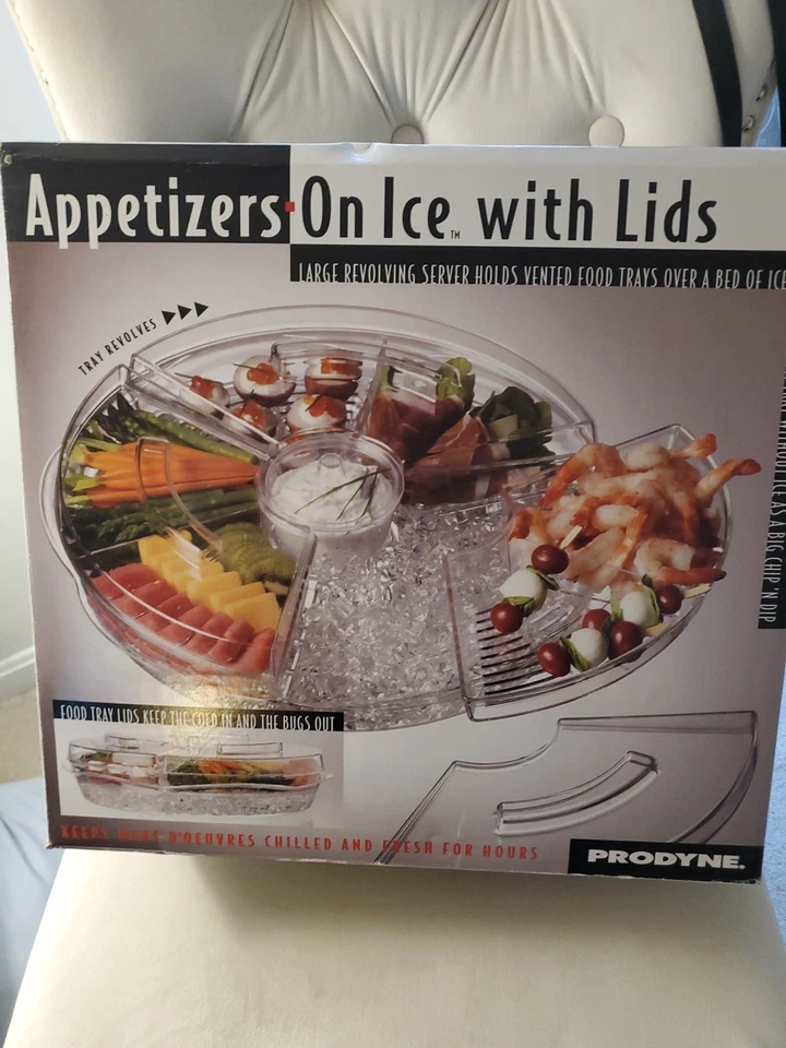 Prodyne Appetizers on Ice Revolving Vented Server Clear Acrylic AB 5 MIB