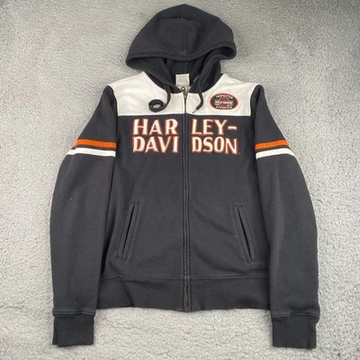 Sudadera con capucha Harley-Davidson para mujer grande negra polar cremallera completa motocicleta motociclista Foto 1 de 4