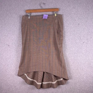 Jak & Rae Midirock Damen 10 braun Wollmischung Nadelstreifen High-Low USA Boho neu mit Etikett - Bild 1 von 12