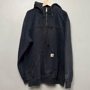 Carhartt Herren Rain Defender Heavy Black Hoodie 1/4 Zip Gr. XL Tall Y2K - Bild 1 von 12