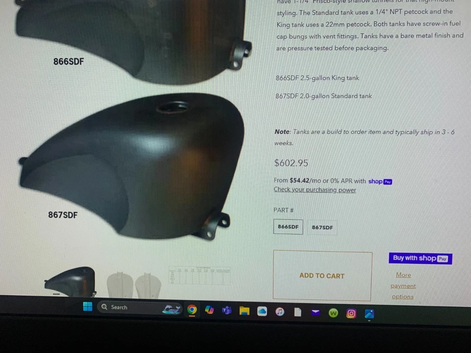 Tanque de gasolina de cacahuete Paughco Frisco plato Foto 1 de 4