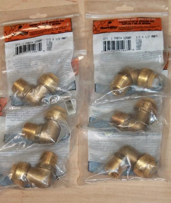 6x Codo SharkBite U280LFA 1/2" X 1/2" MNPT - Montaje de latón push-to-fit Foto 1 de 3