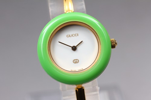 [QUASI NUOVO] GUCCI Change Bezel 11 12 26mm anello verde orologio donna dal Giappone