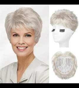 Short Wiglet Hair Topper for Women with Thinning Large Coverage Pearl Platinum - Picture 1 of 3