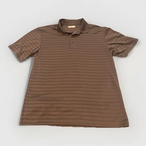 Grand Slam Polo Shirt Mens Medium Gray Striped Short Sleeve Golf Lightweight - Picture 1 of 12