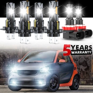 For Smart Fortwo 2008-2015 6pc 6500k LED Headlight High Low Beam Fog Light Bulbs - Picture 1 of 18