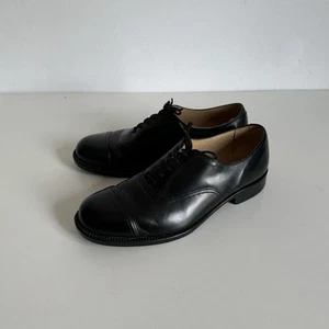 90s vintage US.Navy officer parade service black leather military boots 7 M - Picture 1 of 10