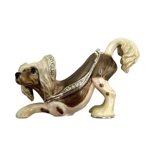 Kingspoint Designs Chinesischer Hund mit Wappen Kristall Metall Emaille Schmuckschatulle - Bild 1 von 9