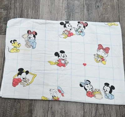 Vintage Dundee Disney Mickey Minnie Flannel Receiving Baby Blanket Hearts READ! - Image 1 of 4