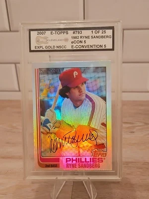 2007 E-Topps 1982 RYNE SANDBERG #793 eCON 5 BLUE PHILLIES 1/25  - Image 1 of 2