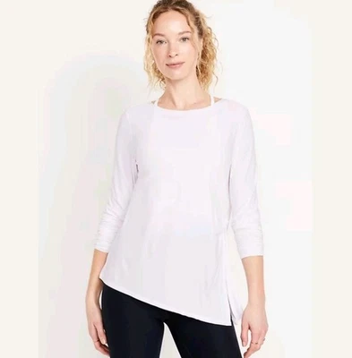 Old Navy CloudMotion Side-Tie Tunic Long Sleeve in White (S) NWT! - Image 1 of 4