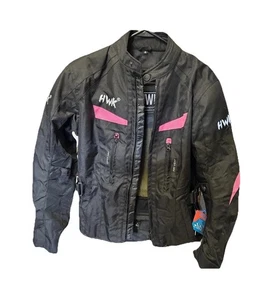 NWT HWK Touring Women’s Motorcycle Jacket Armor Pink Air Vents Rock Skater Punk - Picture 1 of 17