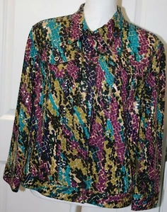 Jacket Coat Size 18 Ruby Rd Purple Black Green NWOT Sequins Button Up 3/4 Sleeve - Picture 1 of 1