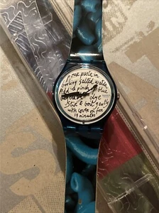 🌈 New Vintage 1995 GG138 Blue Pasta Artist Special Swatch Watch 34mm Gents 🌈 - Picture 1 of 11