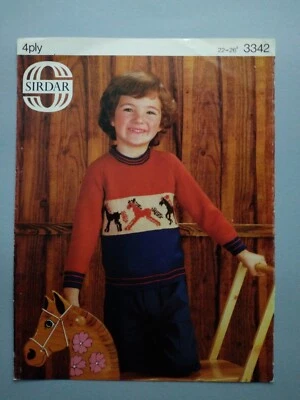 CHILD'S SWEATER KNITTING PATTERN - 4ply, 2 sizes,  22-26" - SIRDAR No. 3342 - Image 1 of 2