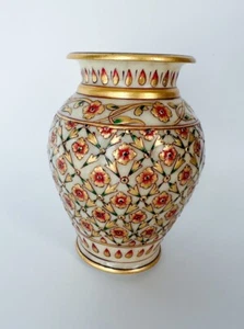 Handbemalte Vase indischer Makrana Marmor im Mogulstil - Bild 1 von 6