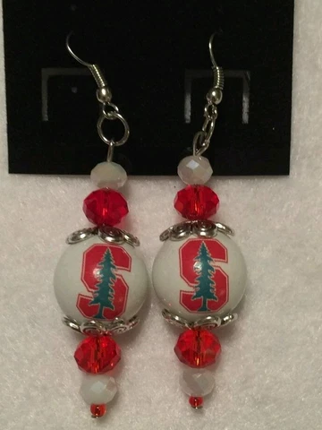 STANFORD UNIVERSITY EARRINGS CARDINALS GLASS BEADED JEWELRY COLLEGE ORNAMENT Cover