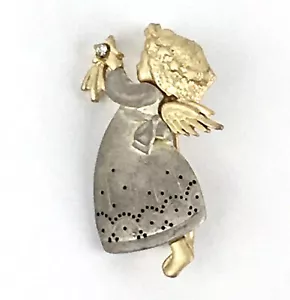 Spilla angelo color argento e oro Danecraft con stella cadente con strass - Foto 1 di 7