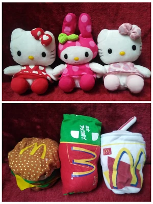 RARE! Vintage 2002​ Hello​ Kitty​ My Melody​ McDonald's Reversible Plush​ Set 3 - Image 1 of 4