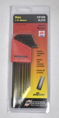 Bondhus 7 Piece Metric Long Hex Key Set 1.5-6mm 12192 HLX7M Genuine OEM - Image 1 of 4