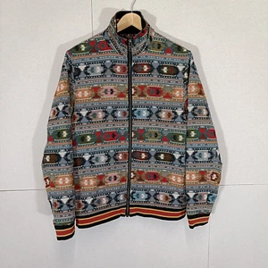 Topman Hombre Chaqueta Sobrecamisa Gris Rojo Talla M Mediano Tapiz Azteca Cuello Alto - Imagen 1 de 9