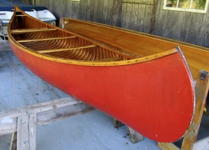 Vintage Vermont made Canoe ~ Wood Canvas 16’ ~ Water Ready - Picture 1 of 5