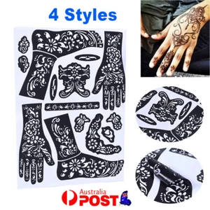 1-2x India Henna Temporary Tattoo Stencils Kit For Hand Leg Feet Decal Body Art - Picture 1 of 11