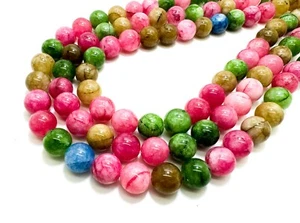 Rainbow Agate Smooth Polished Round 10mm Gemstone Jewelry Making Beads - RN197F - Picture 1 of 3