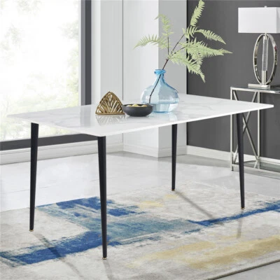 47.2" Solid Marble Medium Dining Room Table Kitchen Slab Dinner Table Waterproof - Image 1 of 4