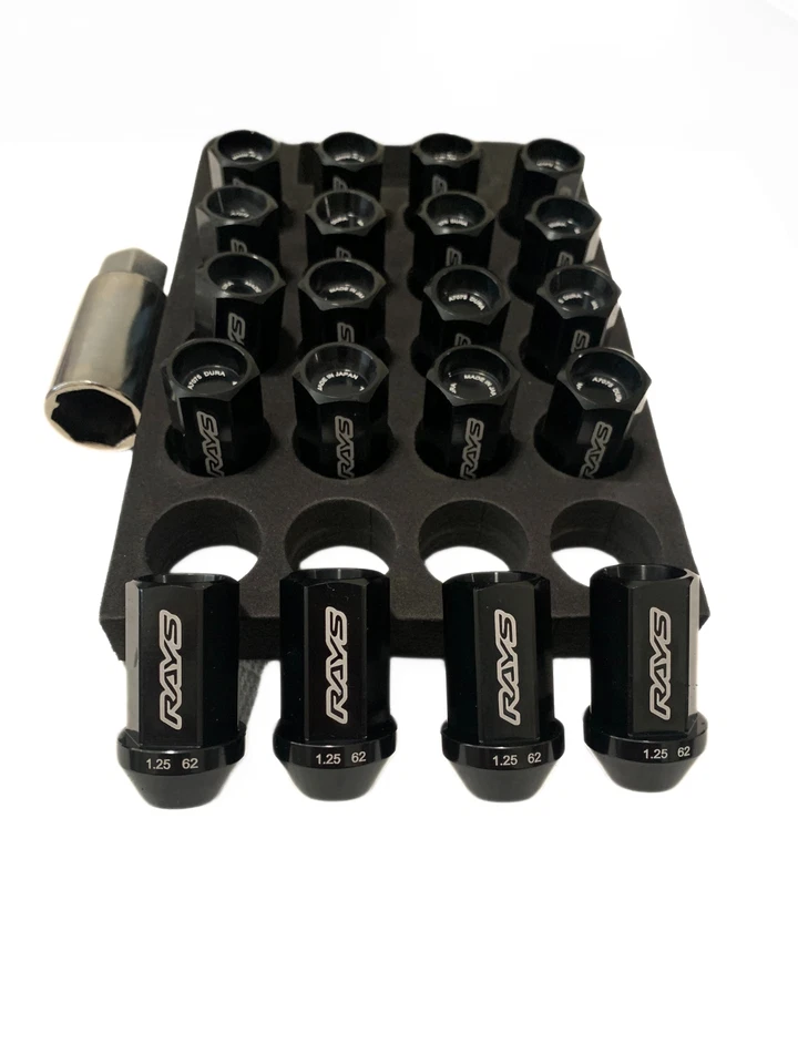 Rays Dura-nut L42 Straight Type Lug Nuts With Locks Set of 20 12x1.5 Black