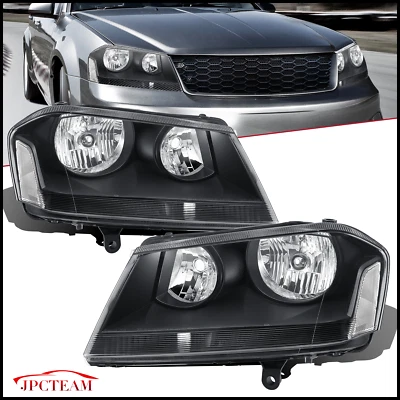 A Pair Housing Clear Corner Headlights Assy For 08-2014 Dodge Avenger Black New Foto 1 de 4