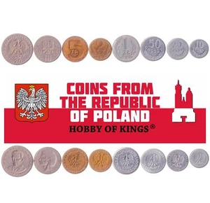 Polish 8 Coin Set 10 20 50 Grosz 1 2 5 10 20 Złoty | Poland | 1975 - 1985 - Picture 1 of 2